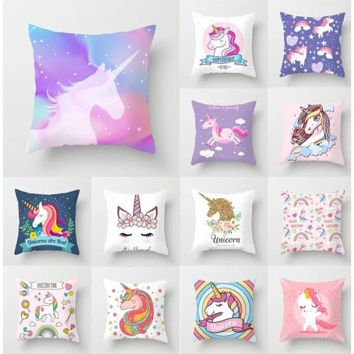 Cute HD Unicorn Sofa Cushions Camping Cartoon Animal Home Decor Outdoor Garden Chair Decorative Pillowcases Relleno Cojin 45x45