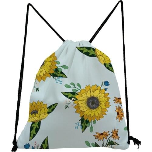 Blue Pretty Backpack Sunflower Printed Drawstring Bags Casual Unisex Storage Bag High Capacity Shoe Bag to School Eco Travel Bag