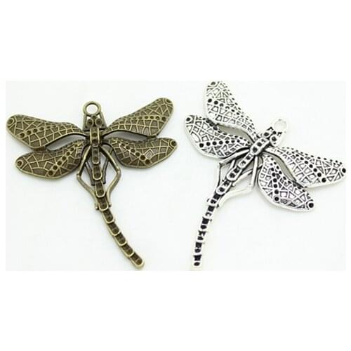 Sweet Bell Wholesale 8 pcs/lot 50*55mm two color Metal Alloy Big Dragonfly Charms Jewelry Animal Charm 3C413