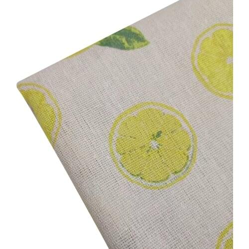 Cotton Linen Printed Fabric Patchwork Sewing Canvas Fabric DIY Quilting Material Lemon Printed Linen Cotton Fabric For Textile