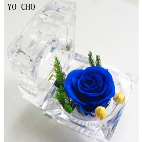 YO CHO Immortal Preserved Rose Flower Real Rose Fresh Flowers Decorations Crystal Box Wedding Valentines Birthday Creative Gifts