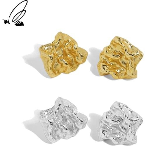 SSTEEL Korean Design Face Lava Texture Sterling Silver 925 Stud Earrings For Women Personalized Trend 2021 Accessories Jewelry
