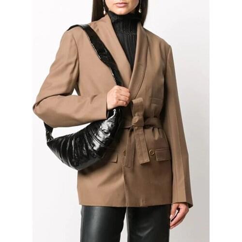 Autumn Winter New 11.7 High End Fashion Double Breasted Solid Color Blazer Coat Women Wool Blend With Belt Outerwear