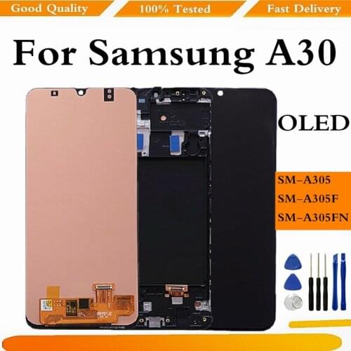 AMOLED LCD For Samsung A30 A305 LCD Display Screen For Samsung A30 A305F Touch Screen Digitizer For Samsung A30 Display Frame