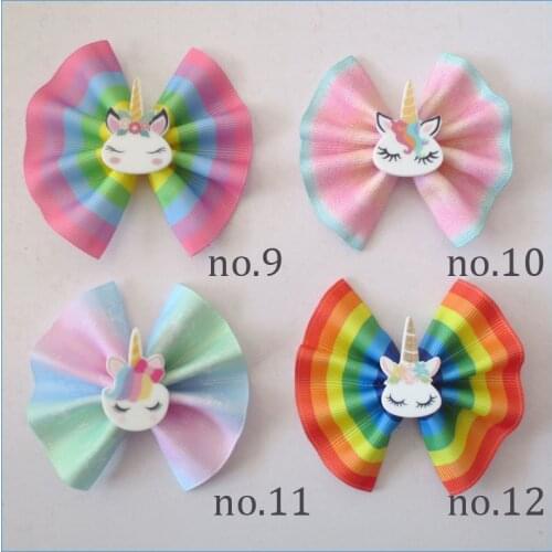 100 BLESSING Girl 3" Fan Hair Bow Clip Colorful Unicorn Accessories Wholesale