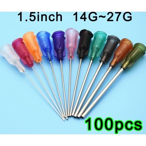 100PCS 1.5inch 14 ~ 27G Availlable Steel Dispensing NeedleTapered Pinhead Glue Liquid Dispenser Needles for Dispenser syringe