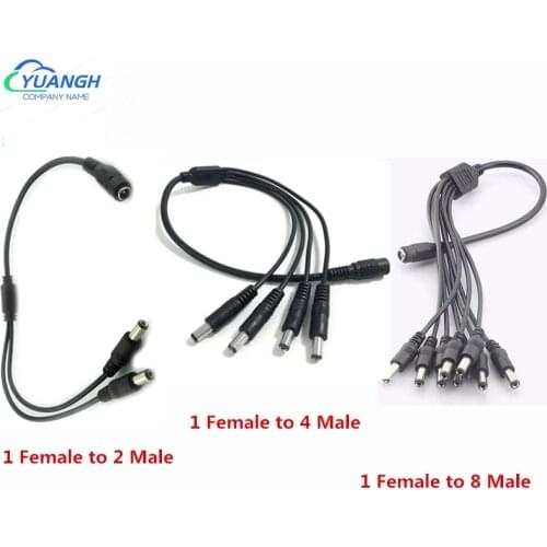 12V DC Power Splitter Plug Cable 1 Female to 2 3 4 5 6 8 Male Camera Cable CCTV Accessories Power Supply Adapter 2.1*5.5mm