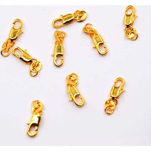 24Hours HOT 50Pcs 18KG Yellow Gold Filled Lobster Clasp GF Connecter Lin Jewelry Necklace Bracelet 18KGF Stamped Tag