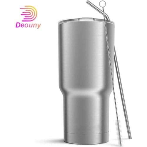 30oz Double-Layer Steel Vacuum Travel Car Mug Lid Water Coffee Cup Drinking Straw For Home Office School Iced And Hot Drinks