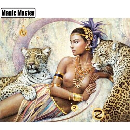 5D Diamond Embroidery Bare Woman & Tigers Cross Stitch DIY Diamond Painting Diamond Mosaic rhinestones Home Decor love gift