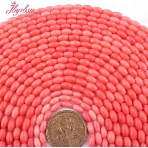 5x8,3x6mm Smooth Oval Pink Coral Beads Natural Stone Loose Beads For DIY Women Necklace Bracelets Earring Jewelry Making 15"