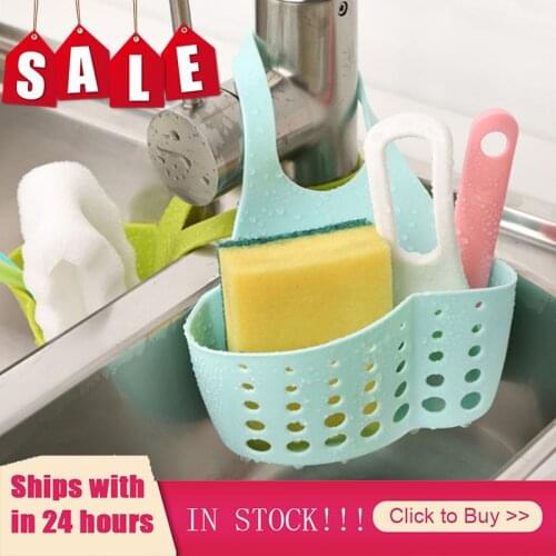 Kitchen Accessories Sink Soap Sponge Holder Utensils Organizer Bag Adjustable Snap Kitchen Hanging Drain Basket Storage Shelves
