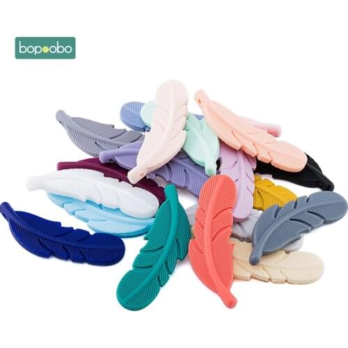 Bopoobo 5pc Silicone Feather Beads Tiny Rod BPA Free Silicone Teethers Baby Toys Silicon Beads Baby Teething Silicone Rodent