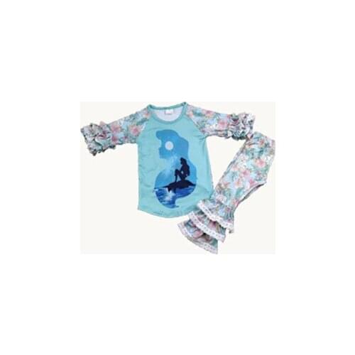 Boutique set pattern geometric pattern printing multi-layer lace trousers long sleeve baby girl clothing set 20