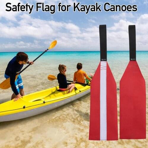 Kayak Canoes Sup Long Travel Tow Flag Highly Visible with Red Warning Lanyard Safety Kayak Safety Flag Flag Reflect Durable R0O4