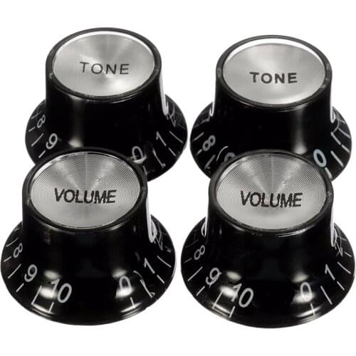 Guitar Knobs 2 Volumes and 2 Tones Silver Top Hat Bell