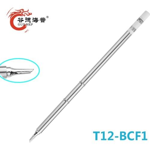 Gudhep T12 Handle T12 Tips T15-BCF1 Tinned Face Bevel Soldering Tip 1mm / 45deg x 11.5mm for FM-2027 Iron