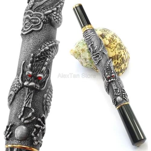 Jinhao Business Metal Vintage Rollerball Pen Oriental Dragon Series Heavy Pen Professional Grey Supplies Gift Pens