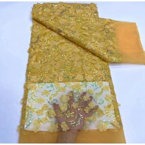 JNP Yollow Net Lace 3D Dubai Lace Fabric For Wedding Dresses Polyester Embroidered Lace Diy Decorative Cloth