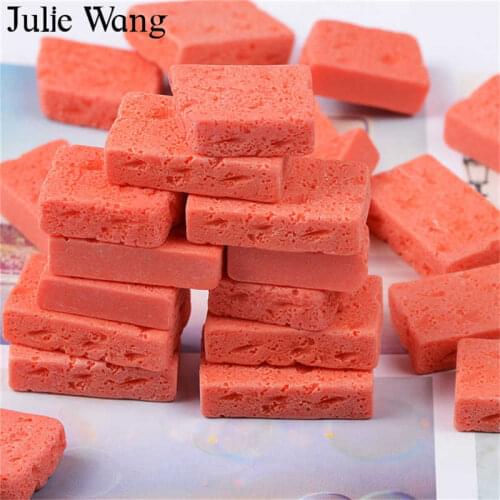 Julie Wang 10PCS Resin Red Brick Charms Scrapbook Craft Pendants Jewelry Making Accessory Home Phone Case Decor Props