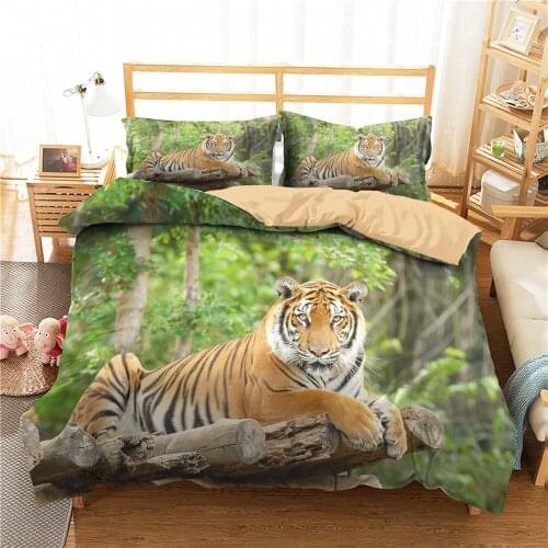 3D Tiger Printed Bedding Set Queen King comforter ,Wild Animal Duvet Cover Bedroom 150 Bed Set 3D Quilt Kids Adults Home Textile