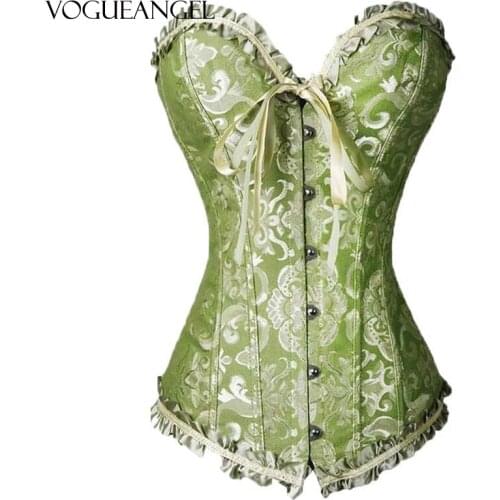 Zip Up Corset Floral Jacquard Bustier Plus Size 6XL Gorset Lace Up Korsett For Women Fish Boned Korse Waist Slimming Gorset Sexy
