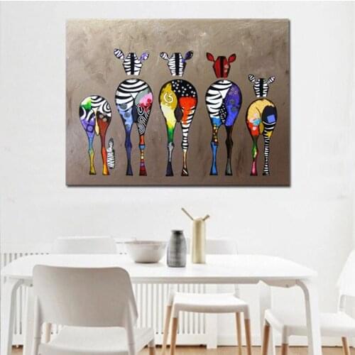 Colorful Cartoon Zebra Canvas Painting Posters and Prints Wall Art Decorative Painting Living Room Bedroom Frameless Decor