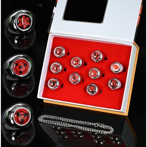 New Akatsuki Itachi Cartoons Anime Cosplay Cool Ring Set For Women Men Metal Finger Jewelry Accessories Best Friend Child Gift