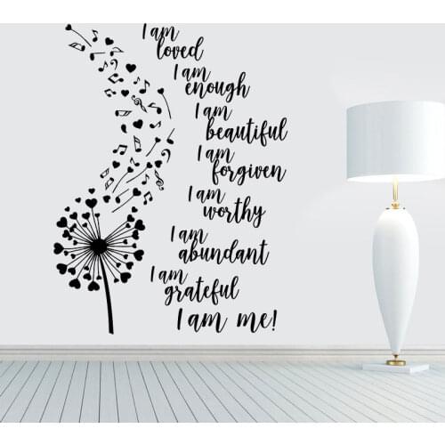 New Design Vinyl Wall Decal Art Sticker Motivational Phrases Dandelion Decal Dandelion Notes Heart Home Mural
