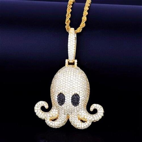 New Temperament Hip Hop Culture Rap Pendant for Men Necklace Flash Octopus Shape Hip Hop Necklace