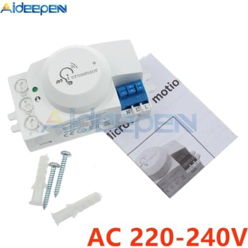AC 220V-240V 5.8GHz Microwave Movement Motion Sensor Switch Microsensor Detector Controller Switch Control Switch For LED Light