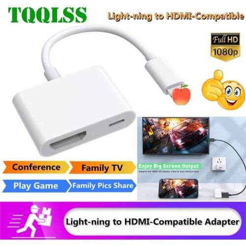 Light-ning To HDMI-Compatible 2 Ports Splitter Cable Converter 1080P Digital AV Adapter Phone Accessories for iPhone iPad To TV