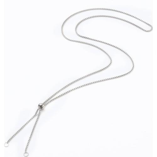 10Pcs Adjustable 304 Stainless Steel Box Chain Slider Necklace Making with Stopper Beads DIY Jewelry Handmade Accessories 60cm