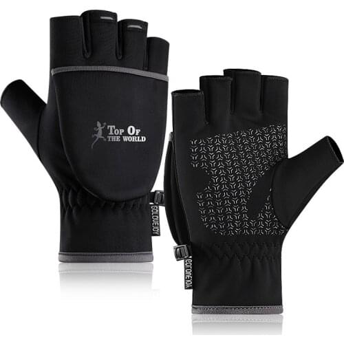 Warm Clamshell Men Gloves Outdoor Waterproof Velvet Thicken Half Finger Touch Screen Antiskid Multipurpose Cycling Women Mitten