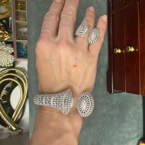 Gorgeous Brand High Quality Luxury Noble gorgeous Big Bangle Ring for Women Bridal Jewelry Sets Wedding Party Show Perfect Gift