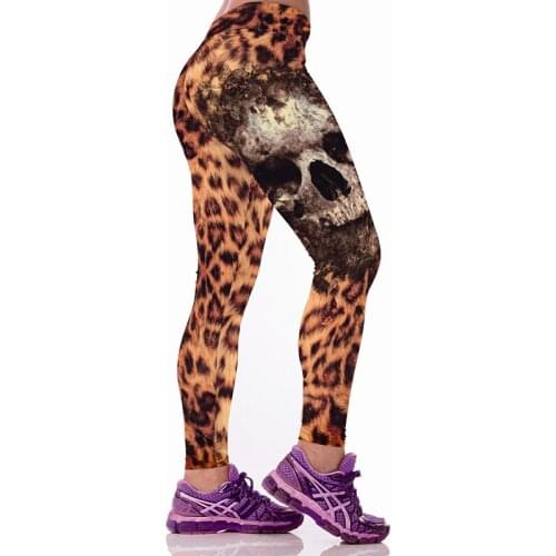 Women Yoga Pant Bodybuilding Sport Leggings Skinny Fitness Capris Skull/Leopard 3D Print Quick Dry Trousers Running Gym Jeggings