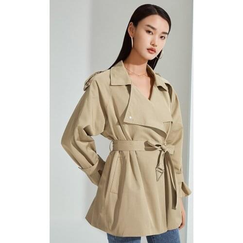 Khaki windbreaker womens middle and long 2021 autumn new French popular Korean loose small coat