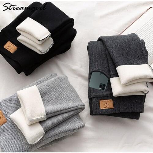 Streamgirl Winter Leggings Women Warm Pants Winter Skinny Thick Velvet Outwear Trousers Black Leggings Woman Warm Fleece Pants