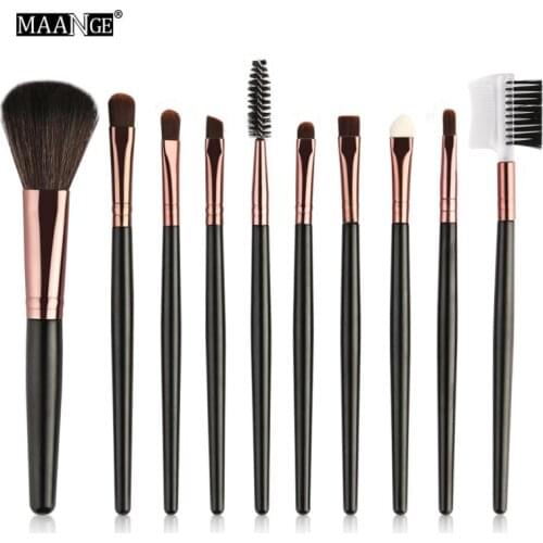 10PCs Professional Foundation Eyelash Eyeshadow Brow Makeup Brushes Set Concealer Powder Brush Kit Cosmetic Tool