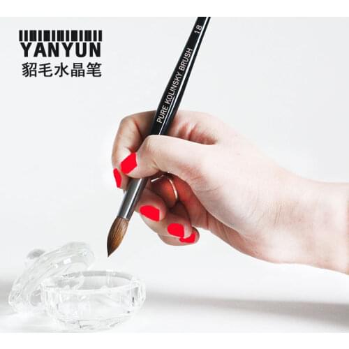 12#14#16#18#20#Acrylic Nail Art Brush Kolinsky Sable Brushes Red/Blue/black Wood Handle Nail Art Tools
