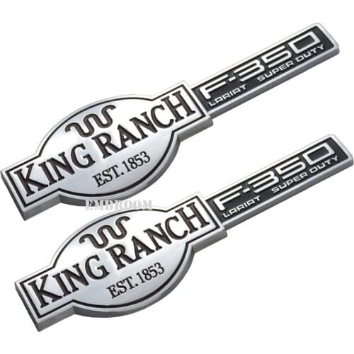 2pcs King Ranch F-350 Emblems, 3D Badges Door S Tailgate Sticker Decals Replacement