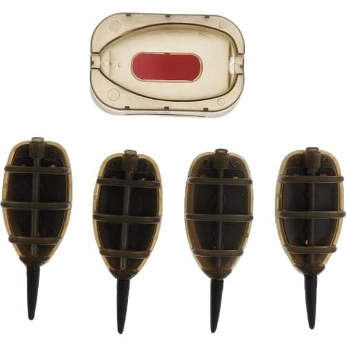 4 Pieces In-line Flat Method Feeder and 1 Mould 30g 40g 50g 60g Carp Fishing Accessories