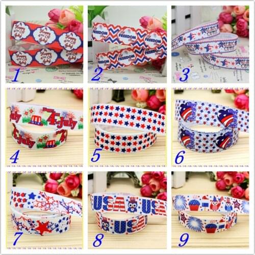7/8'' Free shipping love owl 4th of july printed grosgrain ribbon hairbow headwear party decoration diy wholesale OEM 22mm D287