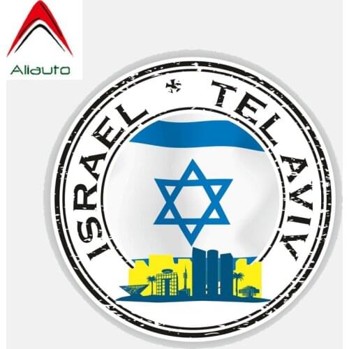 Aliauto Personality Creative Car Sticker Round Israel Flag Tel Aviv Motorcycle Helmet Accessories Waterproof Decal,10cm*10cm