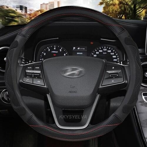 Car steering-wheels cover 37 38cm 15" For Hyundai ELantra/i35 Sonata/i45 Creta/ix25 Tuscon/ix35 Accent Verna Solaris Santa Fe