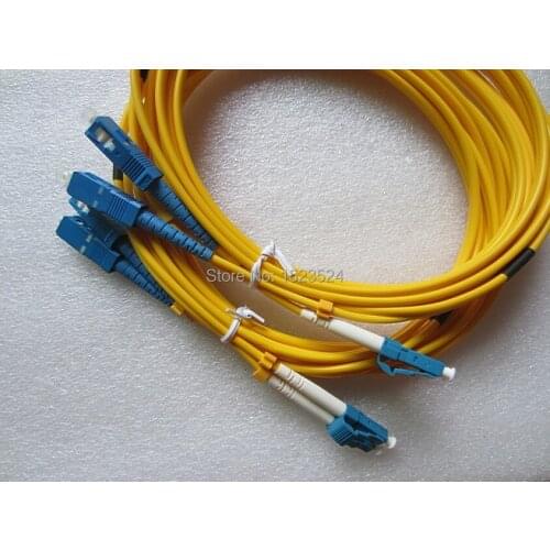 Free Shipping 5pcs/lot SM Duplex PVC 3mm 5M LC-SC Fiber Optic Jumper Cable LC/PC-SC/PC Fiber Optic Patch Cord