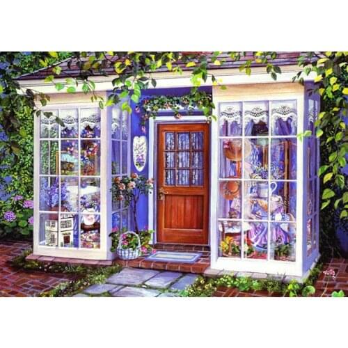 Free shipping mediterranean sea leaves around windows landscape oil painting canvas printings on canvas decoration picture