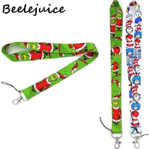 Dr seuss Christmas cat Neck Strap Lanyard keychain Mobile Phone Strap ID Badge Holder Key Chain Keyrings cosplay Accessories