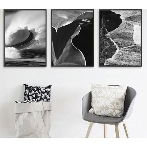Black White Ocean Waves Canvas Nordic Posters Prints Sea Landscape Scandinavian Wall Art Painting Wall Pictures for Living Room