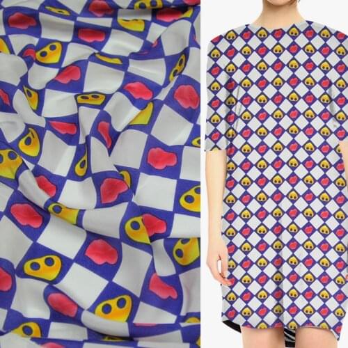 Pure Silk Crepe DE chine fabric fashion cartoon love heart print 12momme,SCDC642